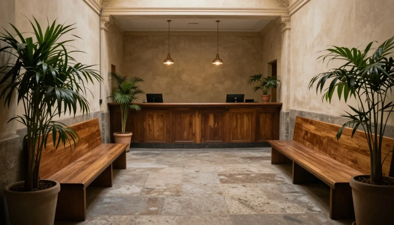 Patio de oficinas en Buenos Aires con luz de tarde