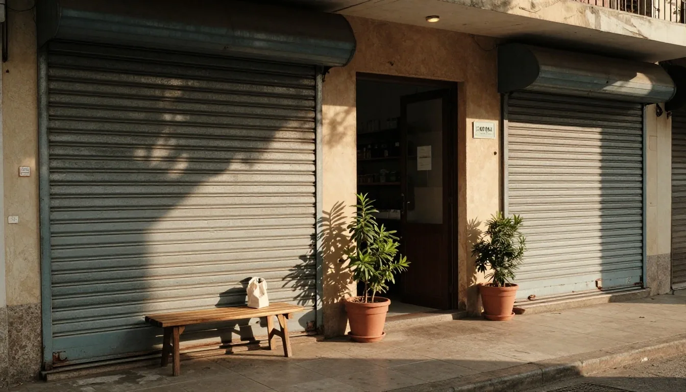 Asesora conversando con comerciante en un patio con papeles sobre la mesa