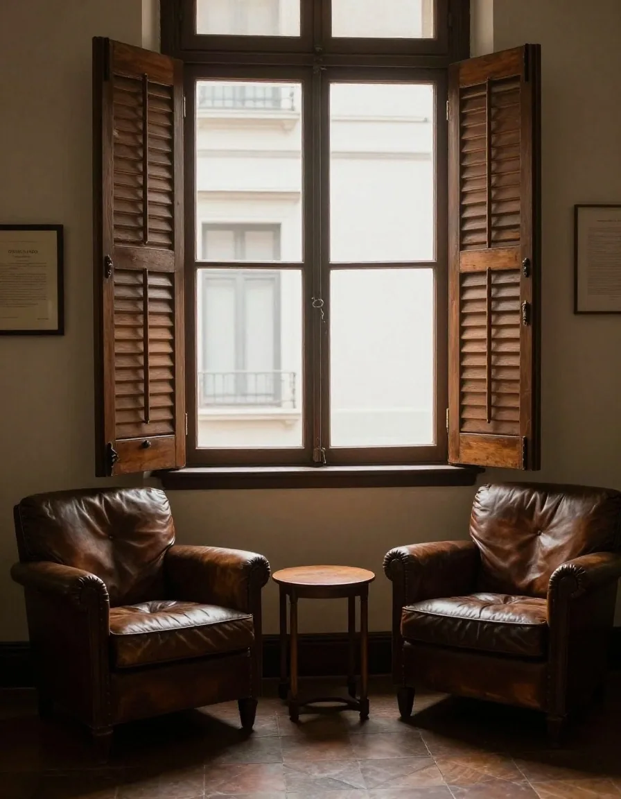 Escritorio de asesoría con carpetas y luz natural