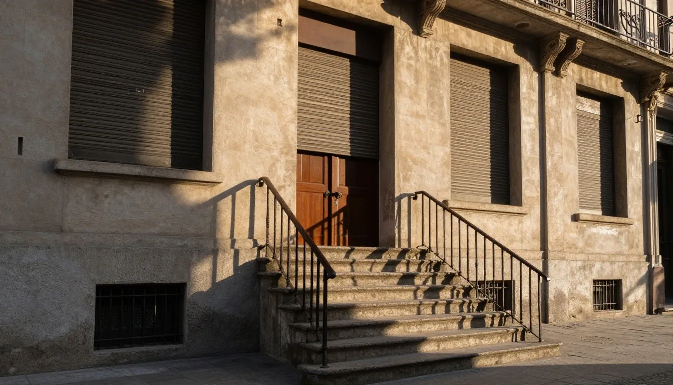 Patio de oficinas en Buenos Aires con luz de tarde